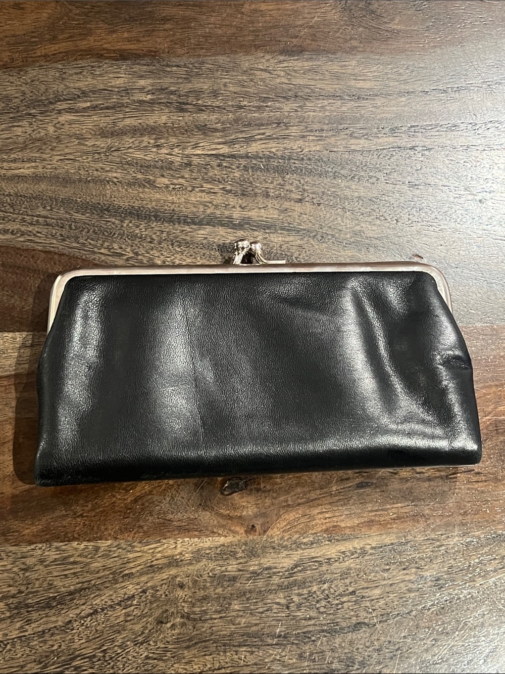 Unbranded Black Leather Double Kisslock Large Wallet